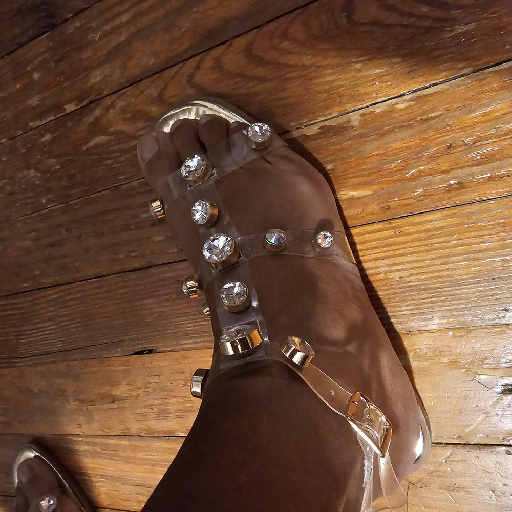 Elegant Gold and Clear Women's Sandals